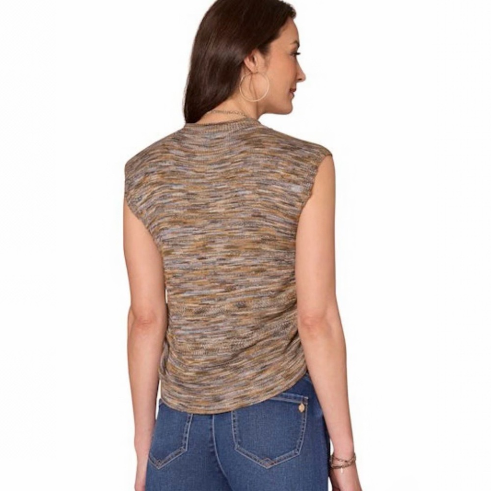 Democracy Sleeveless Knit Top Size Large Multicolor Ruched Sides NWT - Picture 2 of 16
